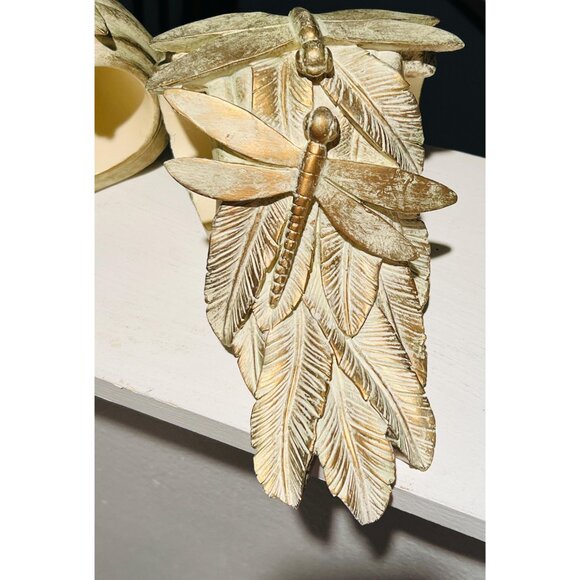 Dragonfly Leaf Wall Sconces – Resin Candle Holders, Rustic Nature-Inspired - Picture 5 of 8